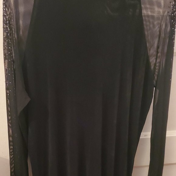Rainbow Sheer Black & Rhinestones Long Sleeves Blouse Size 2X - Picture 2 of 2